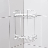 Полка для ванной угловая 2-х ярусная, 19*19*30см, цвет белый