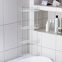 Полка для ванной угловая 4-х ярусная, 20,5*20,5*72см, цвет белый