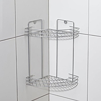 Полка для ванной угловая 2-х ярусная, 19*19*30см, цвет хром