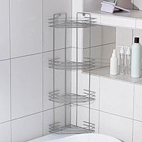 Полка для ванной угловая 4-х ярусная, 20,5*20,5*72см, цвет хром