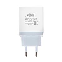Сетевое зарядное устройство Ritmix RM-3032QC, 2 USB, 3 А, белое