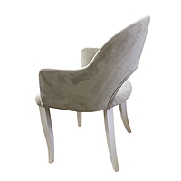 Кресло «Виола», опоры белые массив, бархат, цвет ваниль