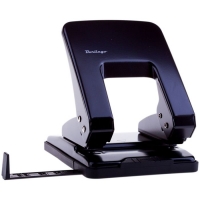 Дырокол до 40 листов, металлический, чёрный, с линейкой