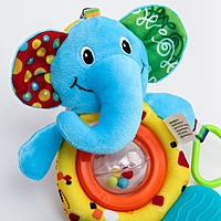 Подвеска мягкая с погремушкой/прорезывателем «Слоник/Тигра», виды МИКС