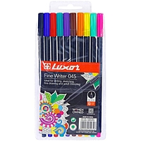 Набор капиллярных ручек 10цв Luxor "Fine Writer 045" 0,8мм, европодвес 15300/10WT