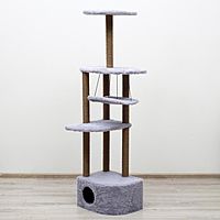 Комплекс для кошек с когтеточкой, угловой, с гамаком, 48 х 48 х 171 см, серый