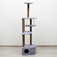 Комплекс для кошек с когтеточкой, угловой, с гамаком, 48 х 48 х 171 см, серый