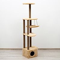 Комплекс для кошек с когтеточкой, угловой, с гамаком, 48 х 48 х 171 см, джут, искусственный мех, беж