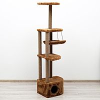 Комплекс для кошек с когтеточкой, угловой, 48 х 48 х 171 см, коричневый