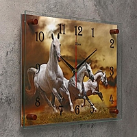 Часы настенные прямоугольные "Белые лошади", 40х30 см