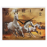 Часы настенные прямоугольные "Белые лошади", 40х30 см