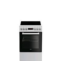 Плита Beko FSM57300GW, электрическая, 4 конфорки, 55 л, гриль, чёрно-белая