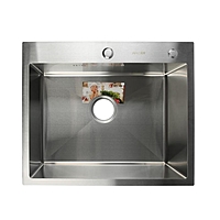 Мойка кухонная AFLORN AF96050, врезная, S=3,0 и 0,8 мм, 60х50х20 см, сифон, сатин