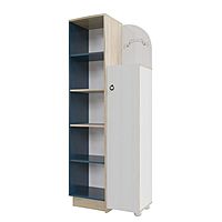 Шкаф пенал Бриз 700х360х1720 Дуб ривьера/Рамух белый/Синий Бриз