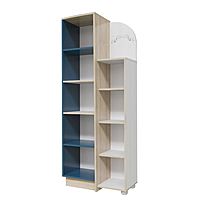 Шкаф пенал Бриз 700х360х1720 Дуб ривьера/Рамух белый/Синий Бриз