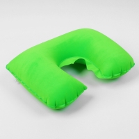 Подушка для шеи дорожная, надувная, цвет зелёный