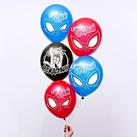 Воздушные шары "С Днем Рождения! Самый крутой", Человек-паук (набор 5 шт) 12 дюйм