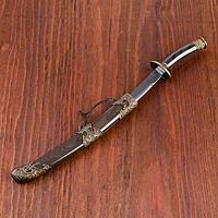 Сувенирное оружие «Катаны на подставке», объемный узор на ножнах
