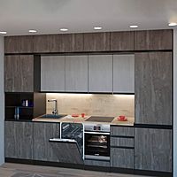 Кухня трёхуровневая под потолок «Симфония люкс», со столешницей, 3000×600 мм, цвет бетон светлый/бетон тёмный/венге