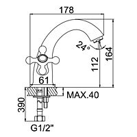 Смеситель для раковины Accoona A9071C, двухвентильный, латунь, цвет бронза