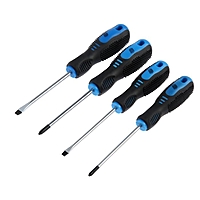 Набор отверток TUNDRA, CrV, хром, магнит, 2К рукоятки, PH1,PH2,SL5,SL6 х 100 мм, 4 шт.