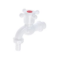 Кран водоразборный со штуцером ZEIN Z2190, с крестовой ручкой, PP, с шаровым механизмом