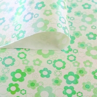 Бумага упаковочная перламутровая "Ромашки", цвет зелёный