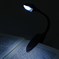 Лампа-прищепка для чтения овальная чёрная, 1 диод