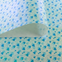 Бумага упаковочная перламутровая "Два сердца", цвет синий