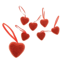 Сердце на подвеске с блёстками (набор 24 шт), цвет красный