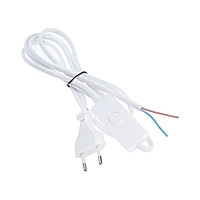 Шнур сетевой с выключателем для бра, 1,5 м, ШВВП 2 х 0.5 мм2, белый   4411045