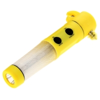 Аварийный молоток, фонарик, нож для ремня безопасности, на магните,  желтый