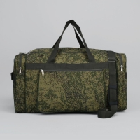 Сумка дорожная на молнии "Камуфляж", 1 отдел, 3 наружных кармана, длинный ремень, цвет хаки
