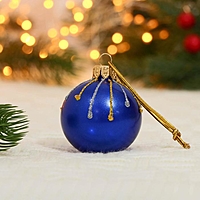 Ёлочный шар d-5 см "Салют" ручная роспись, синий