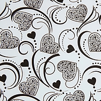 Пленка прозрачная "Ажурные сердечки", цвет черный, 60 х 60 см