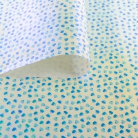 Бумага упаковочная перламутровая "Сердечки", цвет синий