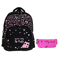 Рюкзак школьный Bruno Visconti, 40 х 30 х 16 см + пенал, эргономичная спинка, «Toon Town. Котик»