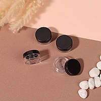 Баночки для декора набор 4шт круг d2,8см 5гр чёрн/прозрач пакет QF