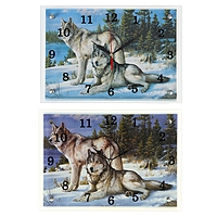 Часы настенные прямоугольные "Волки в Зимнем Лесу", 25х35 см