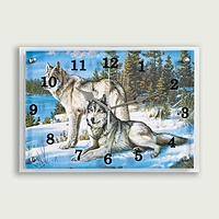Часы настенные прямоугольные "Волки в Зимнем Лесу", 25х35 см