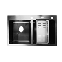 Мойка кухонная AVINA HM7848/2 black, 780х480х230 мм, S = 3,0 и 1,5 мм, глянец, хром