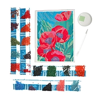 Алмазная вышивка с полным заполнением "Маки" 15*21 см, на холсте