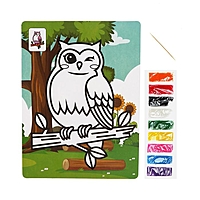 Фреска с цветным основанием "Сова" 9 цветов песка по 2 г