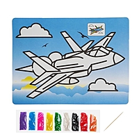 Фреска с цветным основанием "Истребитель" 9 цветов песка по 2 г