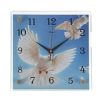 Часы настенные квадратные "Голуби", стекло, 25х25 см микс