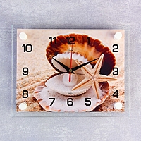 Часы настенные прямоугольные "Ракушка", 20х26 см микс
