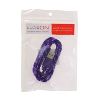 Шнур для зарядки USB - microUSB Luazon, 1м, оплетка МИКС