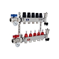 Коллекторная группа TIM KAS5005, 1" х 3/4", 5 выходов, с расходомерами, нержавеющая сталь