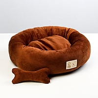 Лежанка с косточкой, 45х35х11 см., коричневая