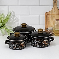 Набор кастрюль 3 пр "Арабика-1":  Кастрюли: 1 л, 1,5 л, 2,3 л